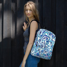 Backpack blue patterned
